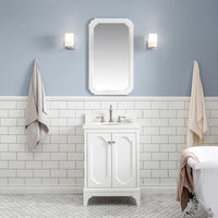 Water Creation Queen 24" Single Sink Quartz Carrara Vanity in Pure White with F2-0012-05-TL Lavatory Faucet(s) VQU024QCPW57 - Model Bath