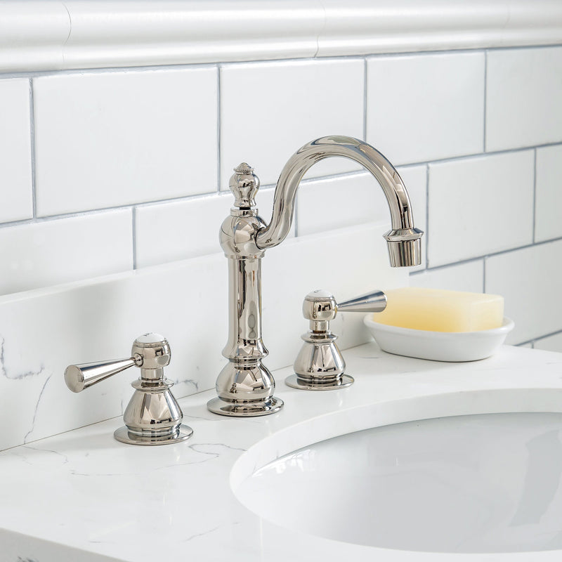 Water Creation Queen 24" Single Sink Quartz Carrara Vanity in Pure White with F2-0012-05-TL Lavatory Faucet(s) VQU024QCPW57 - Model Bath