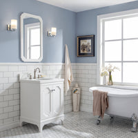 Water Creation Queen 24" Single Sink Quartz Carrara Vanity in Pure White with F2-0012-05-TL Lavatory Faucet(s) VQU024QCPW57 - Model Bath