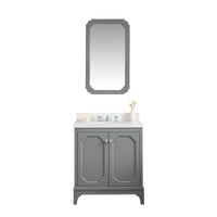Water Creation Queen 30" Single Sink Quartz Carrara Vanity in Cashmere Grey with F2-0009-01-BX Lavatory Faucet(s) VQU030QCCG07 - Model Bath