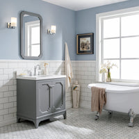 Water Creation Queen 30" Single Sink Quartz Carrara Vanity in Cashmere Grey with F2-0012-01-TL Lavatory Faucet(s) VQU030QCCG47 - Model Bath