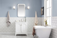 Water Creation Queen 30" Single Sink Quartz Carrara Vanity in Pure White VQU030QCPW00 - Model Bath