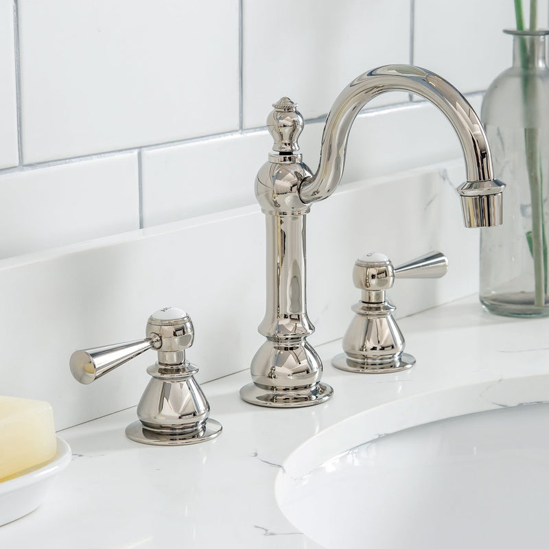 Water Creation Queen 30" Single Sink Quartz Carrara Vanity in Pure White with Matching Mirror(s) and F2-0012-05-TL Lavatory Faucet(s) VQU030QCPW53 - Model Bath