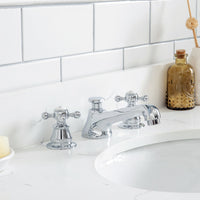 Water Creation Queen 36" Single Sink Quartz Carrara Vanity in Cashmere Grey with Matching Mirror(s) and F2-0009-01-BX Lavatory Faucet(s) VQU036QCCG02 - Model Bath