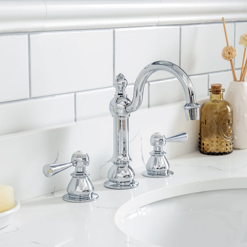 Water Creation Queen 36" Single Sink Quartz Carrara Vanity in Cashmere Grey with Matching Mirror(s) and F2-0012-01-TL Lavatory Faucet(s) VQU036QCCG43 - Model Bath
