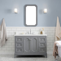 Water Creation Queen 48" Single Sink Quartz Carrara Vanity in Cashmere Grey with F2-0012-01-TL Lavatory Faucet(s) VQU048QCCG47 - Model Bath