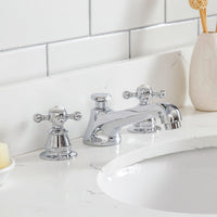Water Creation Queen 48" Single Sink Quartz Carrara Vanity in Cashmere Grey with Matching Mirror(s) and F2-0009-01-BX Lavatory Faucet(s) VQU048QCCG02 - Model Bath