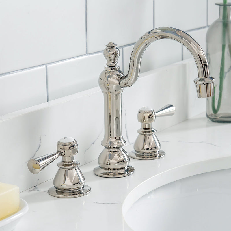 Water Creation Queen 48" Single Sink Quartz Carrara Vanity in Pure White with Matching Mirror(s) and F2-0012-05-TL Lavatory Faucet(s) VQU048QCPW53 - Model Bath