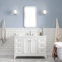 Water Creation Queen 48" Single Sink Quartz Carrara Vanity in Pure White with Matching Mirror(s) VQU048QCPW01 - Model Bath