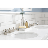 Water Creation Queen 60" Double Sink Quartz Carrara Vanity in Pure White VQU060QCPW00 - Model Bath