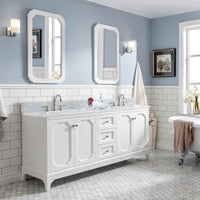 Water Creation Queen 72" Double Sink Carrara White Marble Vanity in Pure White VQU072CWPW00 - Model Bath