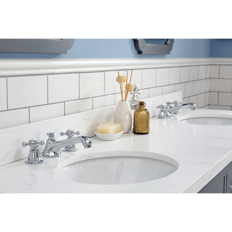 Water Creation Queen 72" Double Sink Quartz Carrara Vanity in Cashmere Grey with Matching Mirror(s) VQU072QCCG04 - Model Bath
