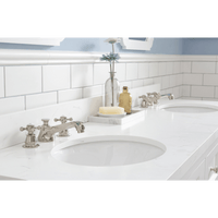 Water Creation Queen 72" Double Sink Quartz Carrara Vanity in Pure White with Matching Mirror(s) and F2-0009-05-BX Lavatory Faucet(s) VQU072QCPW50 - Model Bath