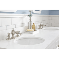 Water Creation Queen 72" Double Sink Quartz Carrara Vanity in Pure White with Matching Mirror(s) and F2-0013-05-FX Lavatory Faucet(s) VQU072QCPW60 - Model Bath