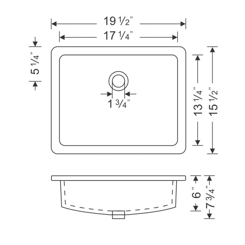 Wells Sinkware 20" x 16" Rectangular Undermount Single Bowl Bathroom Sink in Bisque RTU2016-6B - Model Bath
