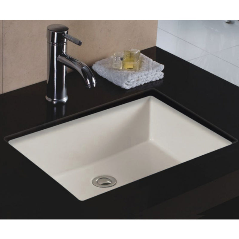 Wells Sinkware 20" x 16" Rectangular Undermount Single Bowl Bathroom Sink in Bisque RTU2016-6B - Model Bath