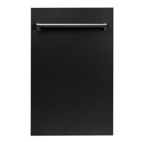 ZLINE 18" Top Control Dishwasher in Black Matte with Stainless Steel Tub and Traditional Style Handle DW-BLM-18 - Model Bath
