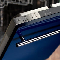 ZLINE 18" Top Control Dishwasher in Blue Gloss with Stainless Steel Tub and Modern Style Handle DW-BG-H-18 - Model Bath