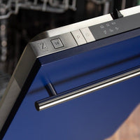 ZLINE 18" Top Control Dishwasher in Blue Matte with Stainless Steel Tub and Modern Style Handle DW-BM-H-18 - Model Bath