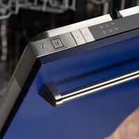 ZLINE 18" Top Control Dishwasher in Blue Matte with Stainless Steel Tub and Traditional Style Handle DW-BM-18 - Model Bath