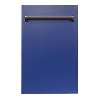ZLINE 18" Top Control Dishwasher in Blue Matte with Stainless Steel Tub and Traditional Style Handle DW-BM-18 - Model Bath