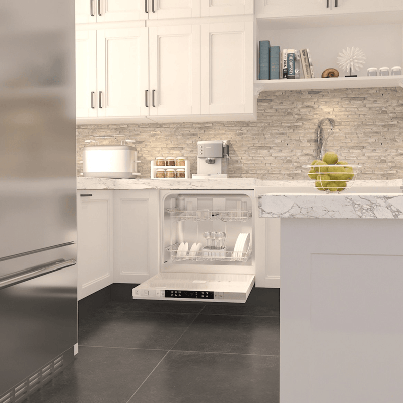 ZLINE 18" Top Control Dishwasher in Custom Panel Ready with Stainless Steel Tub DW7714-18 - Model Bath