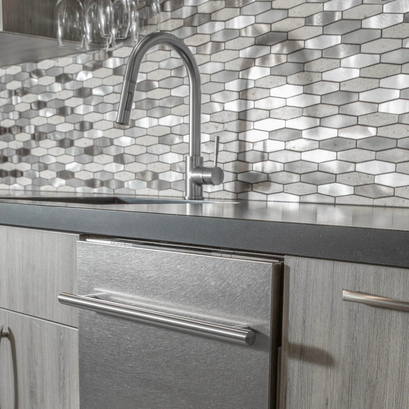 ZLINE 18" Top Control Dishwasher in DuraSnow® Finished Stainless Steel with Stainless Steel Tub and Modern Style Handle DW-SS-18 - Model Bath