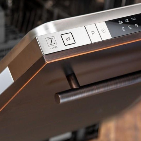 ZLINE 18" Top Control Dishwasher in Oil-Rubbed Bronze with Stainless Steel Tub and Modern Style Handle DW-ORB-18 - Model Bath