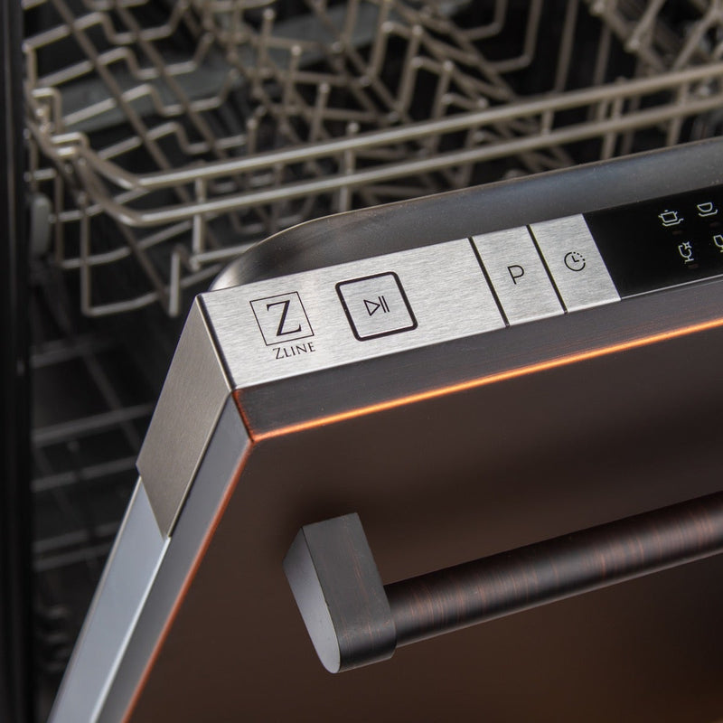ZLINE 18" Top Control Dishwasher in Oil-Rubbed Bronze with Stainless Steel Tub and Traditional Style Handle DW-ORB-H-18 - Model Bath
