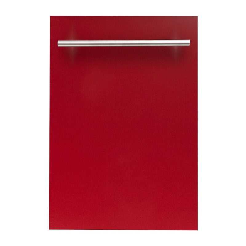 ZLINE 18" Top Control Dishwasher in Red Gloss with Stainless Steel Tub and Modern Style Handle DW-RG-H-18 - Model Bath