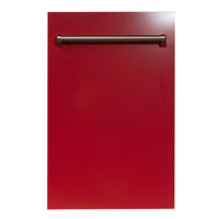 ZLINE 18" Top Control Dishwasher in Red Gloss with Stainless Steel Tub and Traditional Style Handle DW-RG-18 - Model Bath