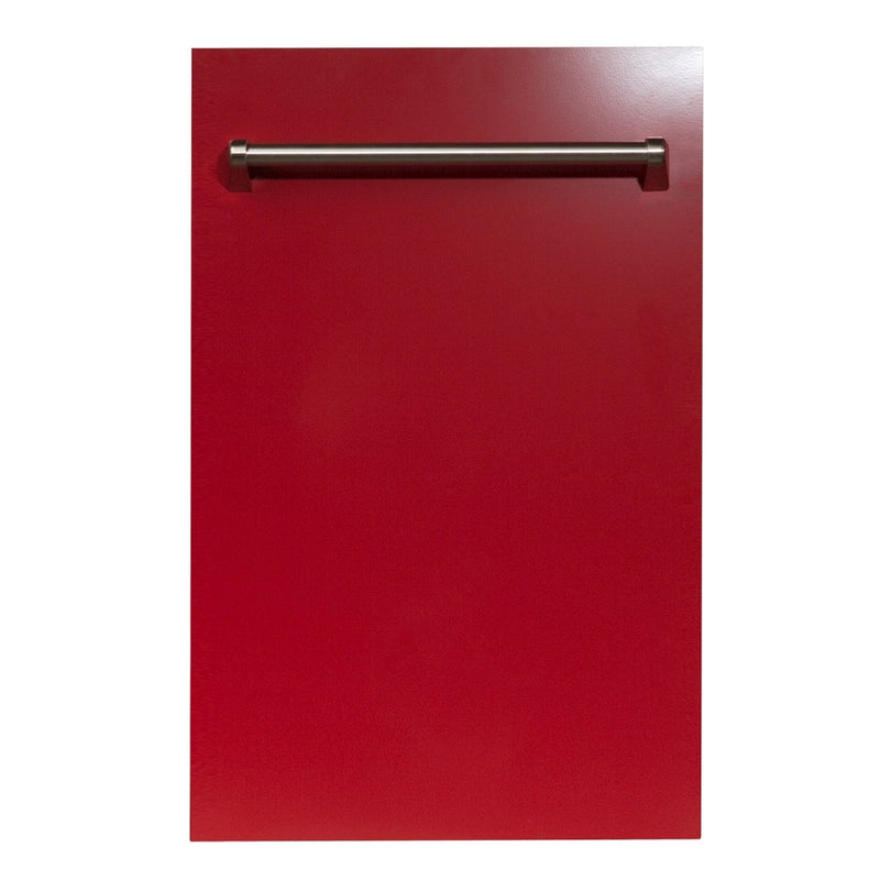 ZLINE 18" Top Control Dishwasher in Red Gloss with Stainless Steel Tub and Traditional Style Handle DW-RG-18 - Model Bath