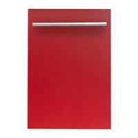 ZLINE 18" Top Control Dishwasher in Red Matte with Stainless Steel Tub and Modern Style Handle DW-RM-H-18 - Model Bath
