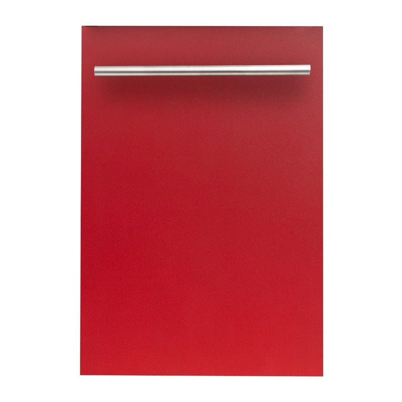 ZLINE 18" Top Control Dishwasher in Red Matte with Stainless Steel Tub and Modern Style Handle DW-RM-H-18 - Model Bath