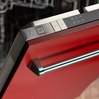 ZLINE 18" Top Control Dishwasher in Red Matte with Stainless Steel Tub and Traditional Style Handle DW-RM-18 - Model Bath