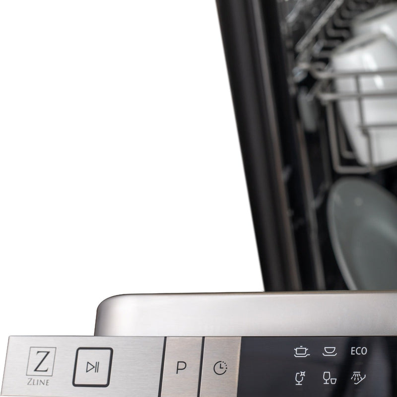 ZLINE 18" Top Control Dishwasher in White Matte with Stainless Steel Tub and Modern Style Handle DW-WM-H-18 - Model Bath