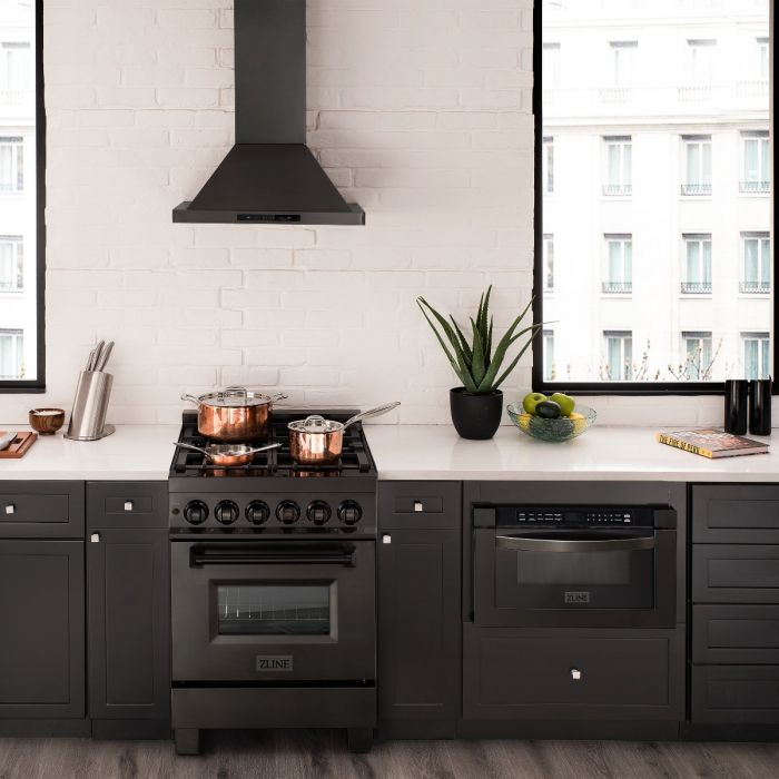ZLINE 24" 1.2 cu. ft. Microwave Drawer in Black Stainless Steel MWD-1-BS - Model Bath