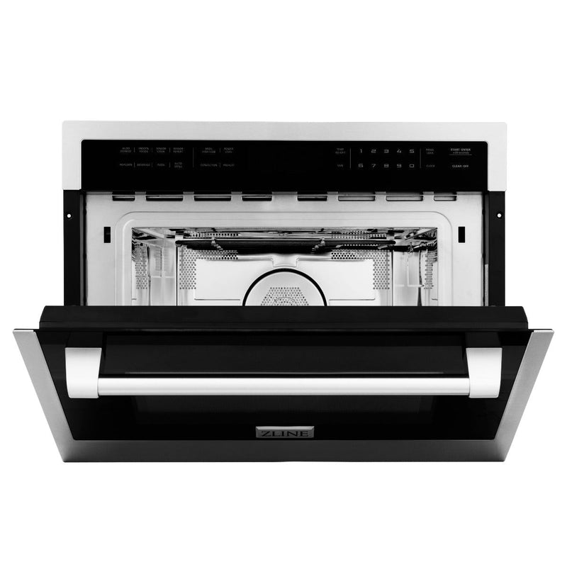 ZLINE 24" Built-in Convection Microwave Oven in Black Stainless Steel with Speed and Sensor Cooking MWO-24-BS - Model Bath