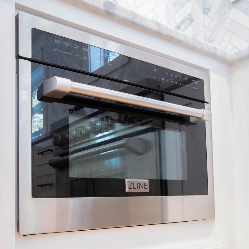 ZLINE 24" Built-in Convection Microwave Oven in Black Stainless Steel with Speed and Sensor Cooking MWO-24-BS - Model Bath