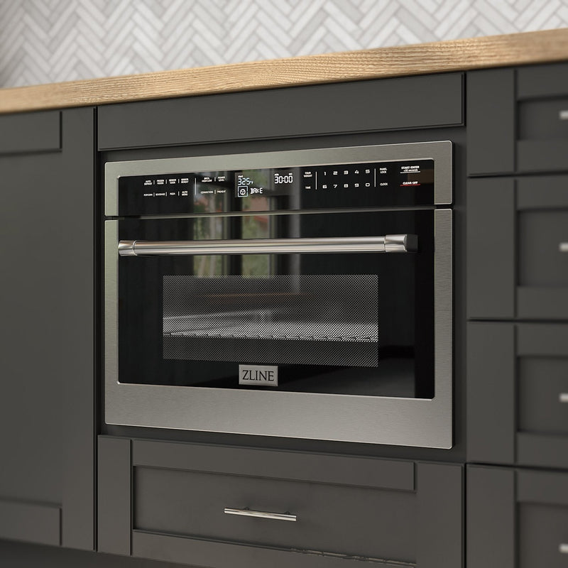 ZLINE 24" Built-in Convection Microwave Oven in Black Stainless Steel with Speed and Sensor Cooking MWO-24-BS - Model Bath
