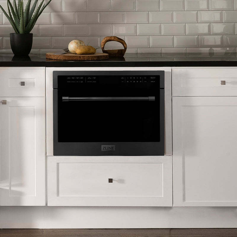 ZLINE 24" Built-in Convection Microwave Oven in Black Stainless Steel with Speed and Sensor Cooking MWO-24-BS - Model Bath