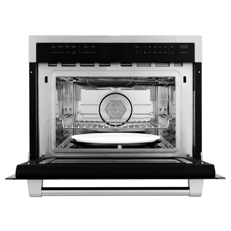 ZLINE 24" Built-in Convection Microwave Oven in Black Stainless Steel with Speed and Sensor Cooking MWO-24-BS - Model Bath