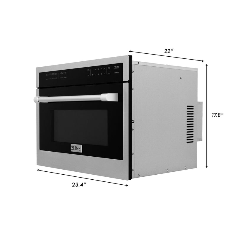 ZLINE 24" Built-in Convection Microwave Oven in Black Stainless Steel with Speed and Sensor Cooking MWO-24-BS - Model Bath
