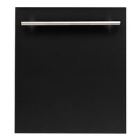 ZLINE 24" Top Control Dishwasher in Black Matte with Stainless Steel Tub and Modern Style Handle DW-BLM-H-24 - Model Bath