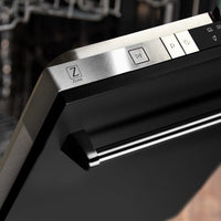 ZLINE 24" Top Control Dishwasher in Black Matte with Stainless Steel Tub and Traditional Style Handle DW-BLM-24 - Model Bath