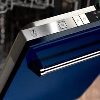 ZLINE 24" Top Control Dishwasher in Blue Gloss with Stainless Steel Tub and Traditional Style Handle DW-BG-24 - Model Bath