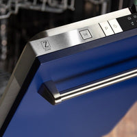 ZLINE 24" Top Control Dishwasher in Blue Matte with Stainless Steel Tub and Traditional Style Handle DW-BM-24 - Model Bath