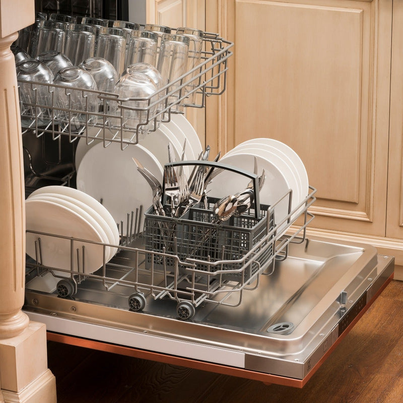 ZLINE 24" Top Control Dishwasher in Copper with Stainless Steel Tub and Modern Style Handle DW-C-24 - Model Bath