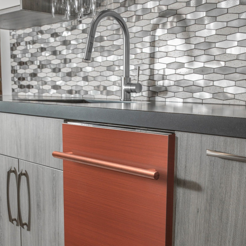 ZLINE 24" Top Control Dishwasher in Copper with Stainless Steel Tub and Modern Style Handle DW-C-24 - Model Bath