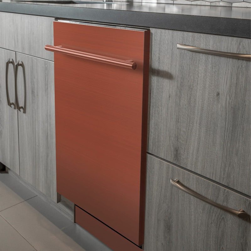 ZLINE 24" Top Control Dishwasher in Copper with Stainless Steel Tub and Modern Style Handle DW-C-24 - Model Bath